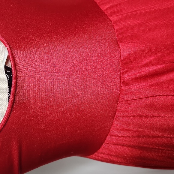 Vintage Miss Elaine red lace cut-out silky Fantasy  babydoll maxi slip dress - Picture 6 of 12